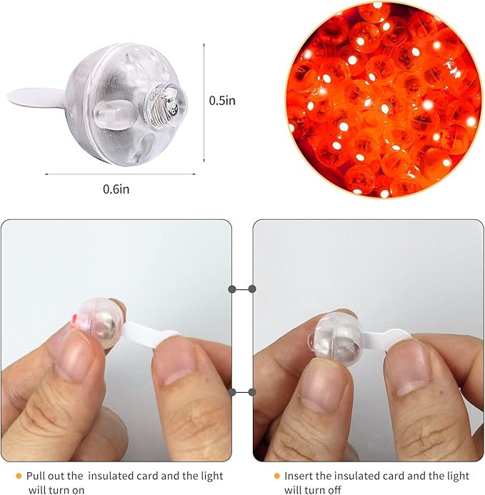 100pcs Red LED Balloon Light, Mini Led Lights Small Round Led Ball Lamp for Paper Lantern Balloon Indoor Outdoor Party Event Fun Birthday Party Wedding Decoration Supplies