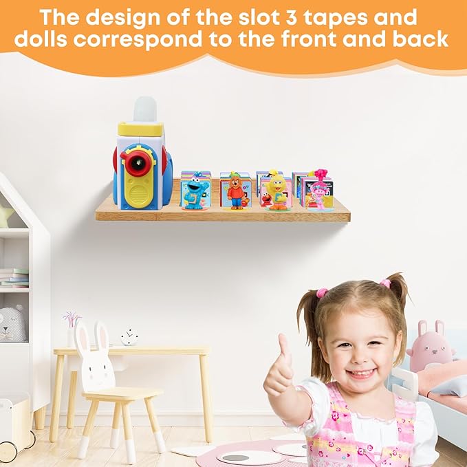 Floating Shelves for Little Tikes Story Dream Machine,Wall Shelf for Little Tikes Projector Books Audio Play Character Storage Tray Organizer for Toddlers and Kids Girls Boys,Oak(Natural Wood)