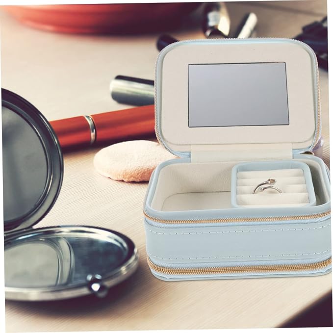 Box Necklace Jewelry Box Ring Jewelry Box Ring Organizer Box Travel Jewelry Organizer Earring Box Organizer Makeup Train Bag Travel Jewelry Case Portable Small Jewelry Organizer Pu ( Color : Sky-blue