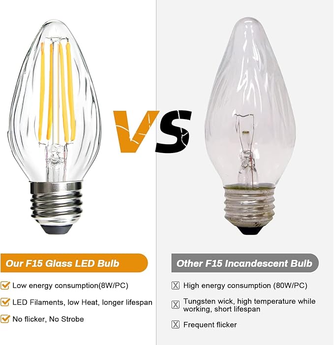 BRIMAX F15 8W Led Porch Light Bulb Outdoor,E26 Medium Base LED Post Bulb 75W-80W Equivalent,Dimmable 2700K Warm White with Wrinkle Glass,for Ceiling Fan and Lantern Lamp,4 Pack