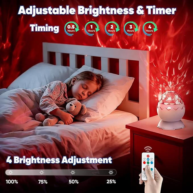 Red Night Light, Light Therapy Lamp, 2-in-1 Sensory Lights for Autism, 670nm Red Light for Sleep, Sensory Room Must-Have, Light Projector for Kids, Adults, Birthdays - 7 Color Modes with Remote(White)