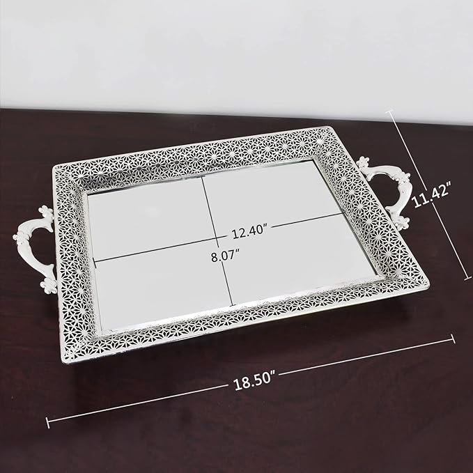 Decorative Glass Mirrored Tray Home Decor Vanity Tray for Dresser Make Up Jewelry Organizer Gold Perfume Tray Rectangle