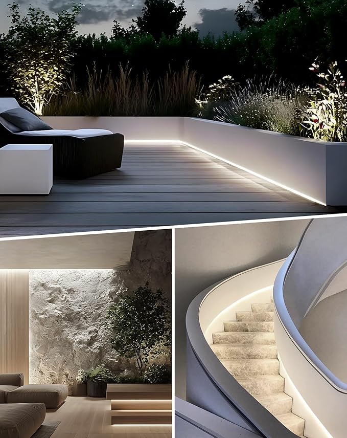 Shine Decor LED Neon Rope Lights AC 120V, Expandable & Cuttable 120LEDs/M Bright Strip Lighting, ETL Cold-Resistant & IP65 Waterproof for Indoor Outdoor, 8x16mm, 6300K Cool White, 16.4ft