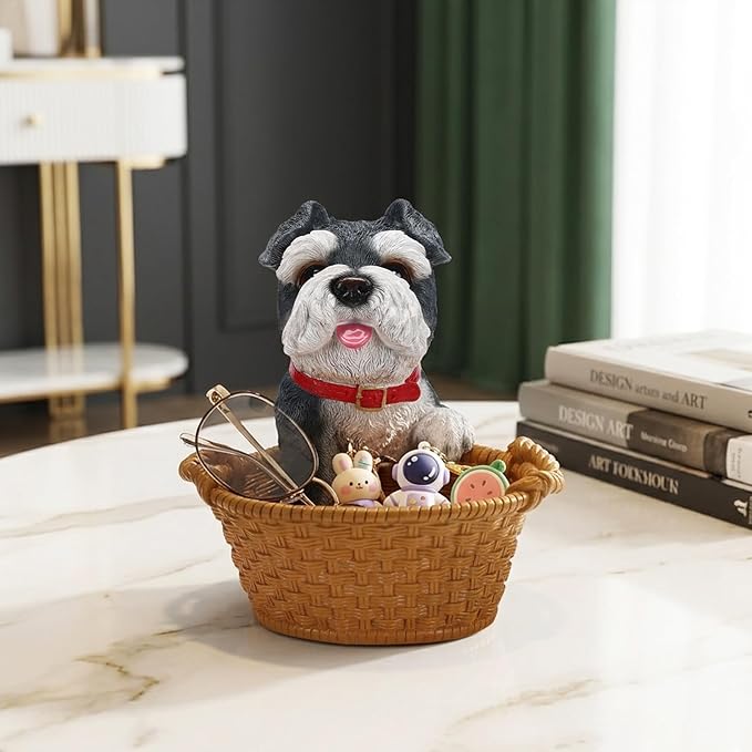Dog Resin Storage Basket, Desktop Organizer for Remote & Keys, Cute Home Decor Tray, Ideal present for Pet Lovers.(Miniature Schnauzer)