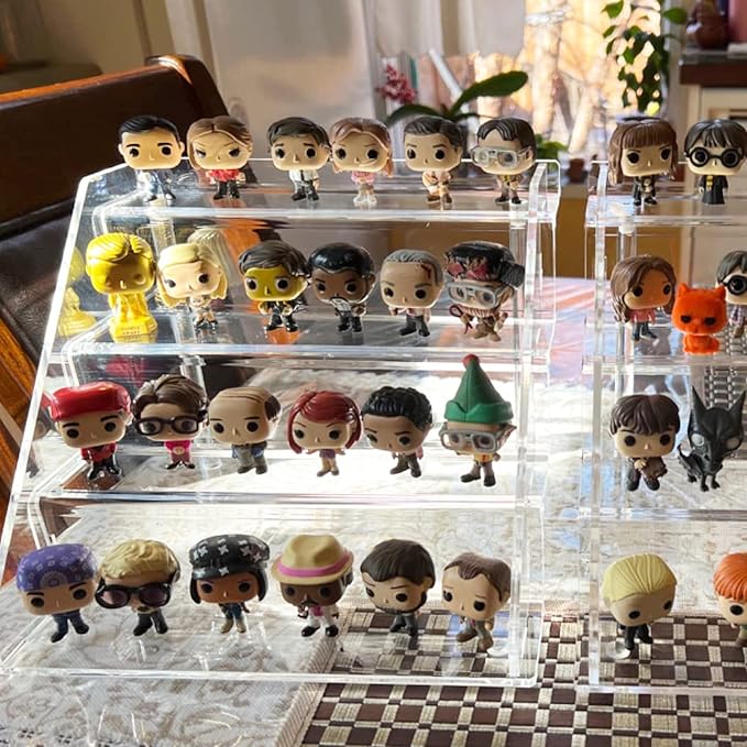 Sezanrpt Acrylic Perfume Display Stands Set of 2, 4 Tiered Cupcake Stand, Acrylic Funko Pop Display Shelves for Perfume Organizer, Shot Glass, Figures Collections, Makeup, 11.8x11x9.4 inch