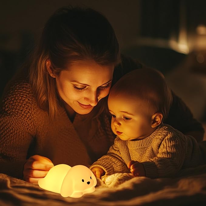 ZKLiLi Night Light for Kids Lamp, 16 Colors Lamp Cute, Dimmable Baby Night Lights for Nursery,Silicone Rechargeable Nightlight for Kids Room, Kawaii Room Decor (Dog)