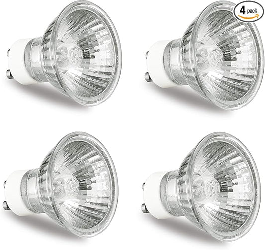 GODONLIF GU10 Halogen Bulb 120V 50W Halogen Light Bulbs for Candle Warmer Lamp, GU10+C, MR16 with Glass Cover, 2700K Warm White, Dimmable, Pack of 4