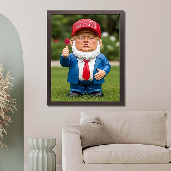 InkFlow Posters Garden Gnome Figurine Poster - Whimsical Outdoor Character Illustration - Playful Novelty Design - Home Wall Decor Accent - Humor Lover Gift - 24x32 Unframed Canvas Print