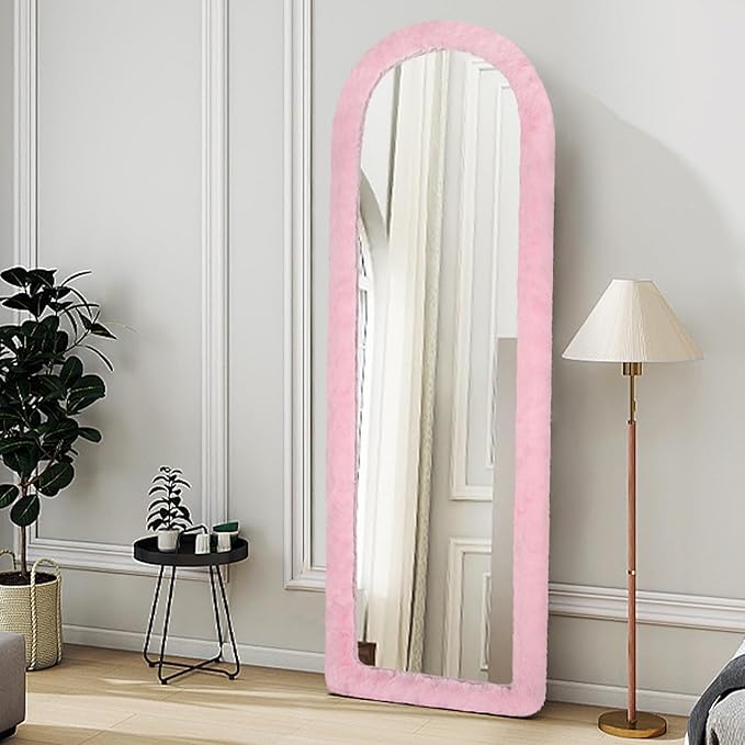 AnorTrek Fluffy Mirror Cover for Arched & Full-Length Mirrors (59"x16") – Stretch Fabric, Non-Slip Backing, Decorative Protector – Soft & Durable Décor (Mirror Not Included)