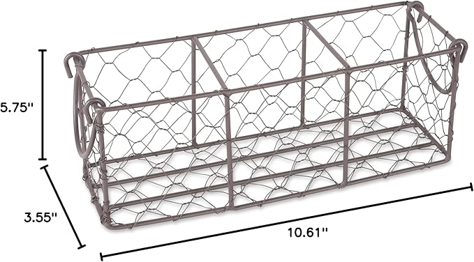 DII Chicken Wire Collection Farmhouse Vintage, Caddy with Vases, Rustic Bronze