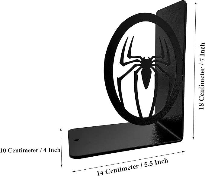 Superhero Decorative Metal Bookends,Metal Bookends, Non Skid Book Ends, Book Stopper for Home/Office Decor/Shelves, 7 X 5.5 X 4 inch per Piece