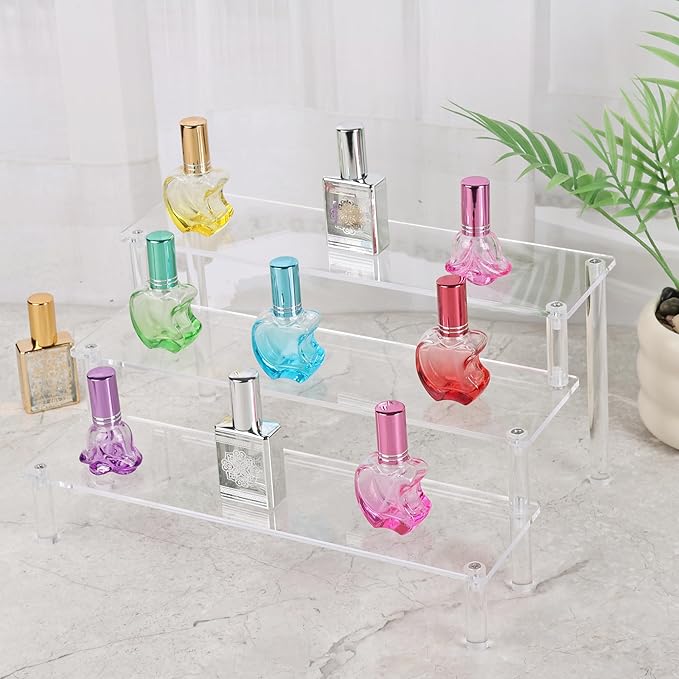 Acrylic Riser,Large Display Risers, Clear Risers Perfume Organizer, 3 Tiered Cupcake Shelf Stand Holder,11.8 Inch,DIY