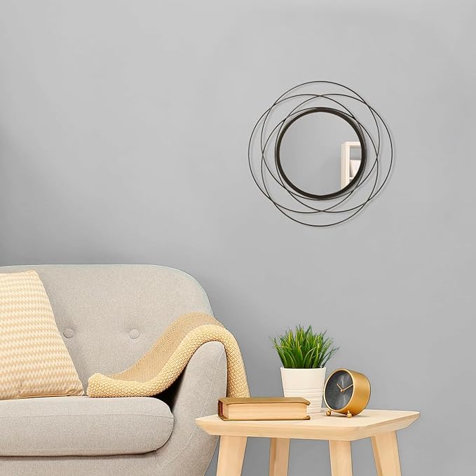 Mirrors Wall Decor Iron Frame Round Art Wall Mirrors Home Decoration Hanging Mirrors for Living Room Bedroom Bathroom Entryway 12” x 12”