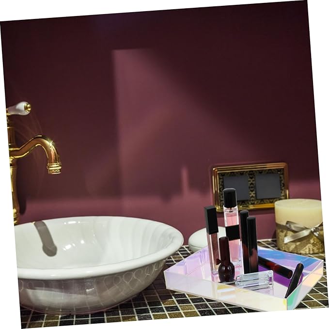 Garneck Colorful Acrylic Storage Tray Rectangular Desktop Organizer for Jewelry and Makeup Plastic Tray for Home Use Easy to Clean for Organizing Accessories