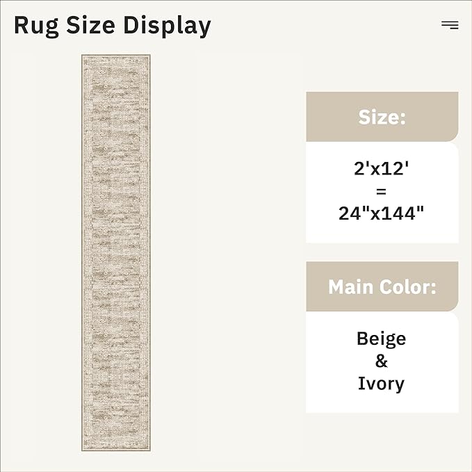Soalmost Runner Rug 2x12 Washable Non-Slip Hallway Runner Rugs for Kitchen Bathroom Laundry Room Brown Vintage Floor Carpet Runners for Hallways Entryway