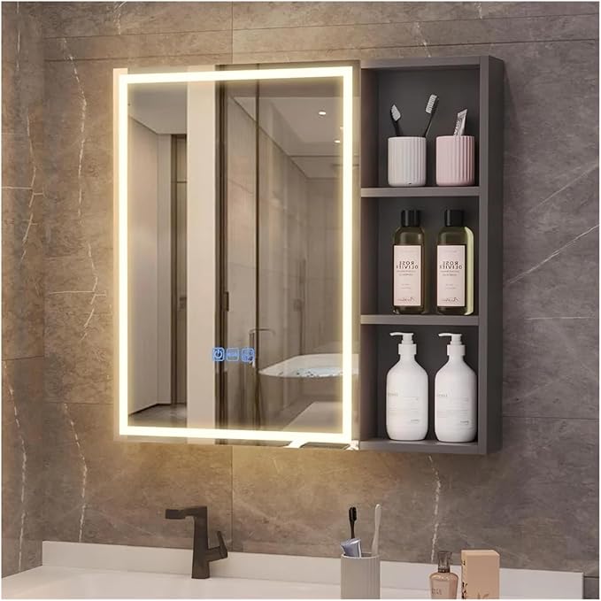Bathroom Mirror Cabinet 5 Shelves Bathroom Storage Cabinet Makeup Organizer,Mirrors
