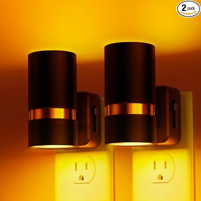 L LOHAS LED Night Lights Plug into Wall, Dusk to Dawn Sensor, Amber Night Light Plug in for Kids, 0-100LM, Ideal for Bedroom, Hallway, Stairs, Nursery, 2 Pack