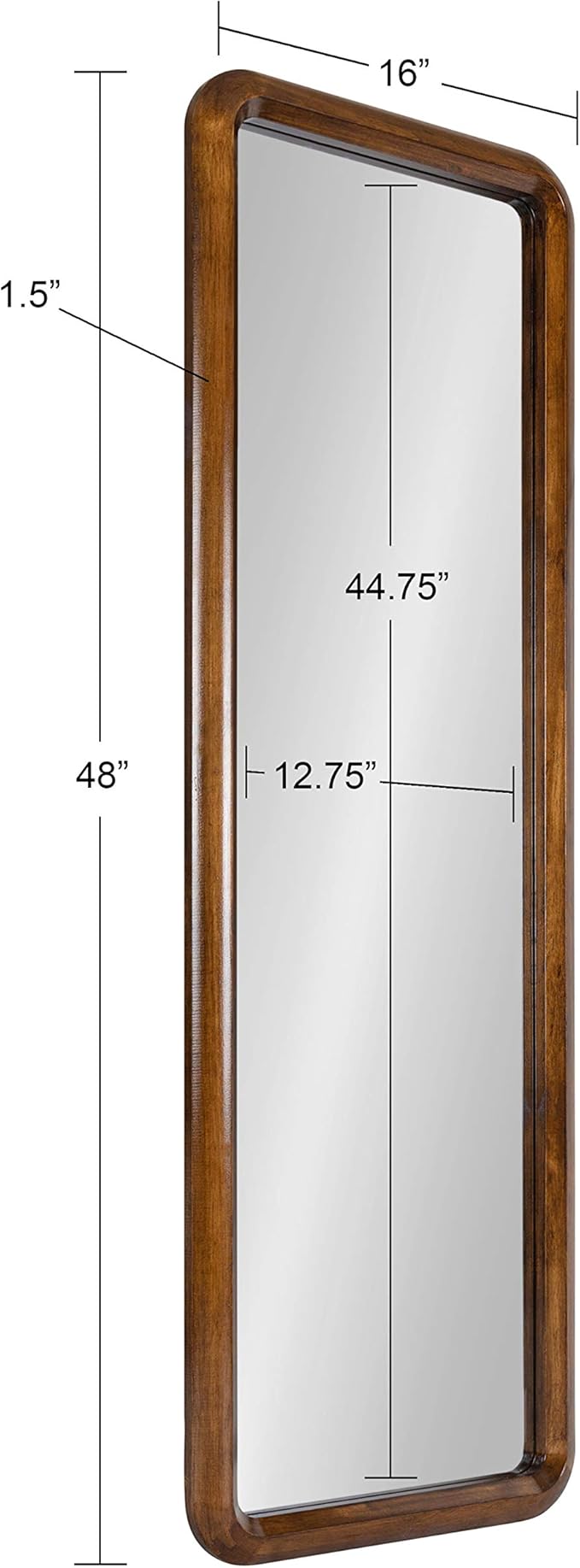 Kate and Laurel Pao Mid-Century Panel Wood Framed Wall Mirror, 16 x 48, Walnut Brown, Modern Full Length Mirror for Wall