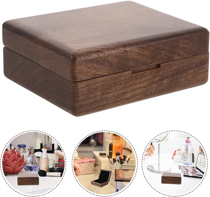 Wooden Jewelry Box Mini Ring Holder Single Slot Velvet Lining Rustic Engagement Proposal Storage Case for Women Wedding and Makeup Organizer