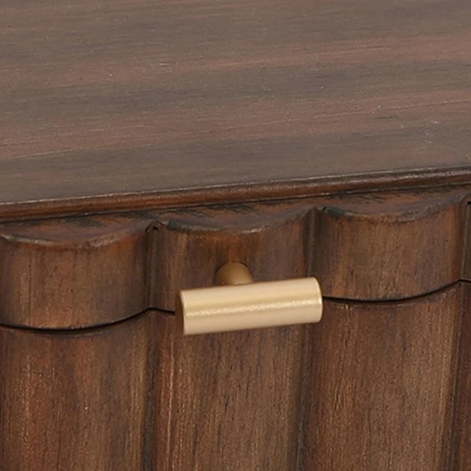Scalloped Wooden Jewelry Storage Box – Multi-Functional Decorative Organizer for Elegance