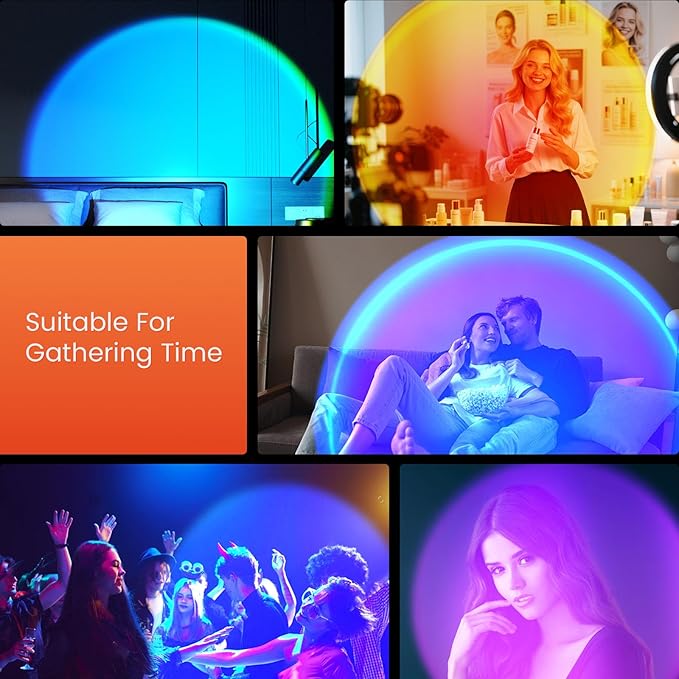Sunset Lamp Projector with Remote Control and Button Switch,Multicolor Changing LED Projection Lamp 360 Degree Rotation Sunlight Lamp for Bedroom/Photography/Party/Tiktok Live/Room Decor/Gifts Women