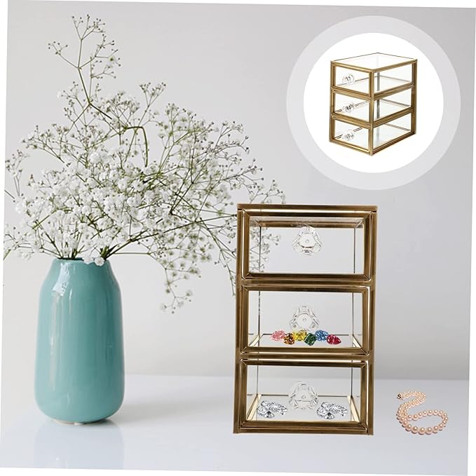 Holibanna Earring Holder Drawer Storage Box Makeup Case Organizer Cosmetics Storage Space-saving Desktop Holder
