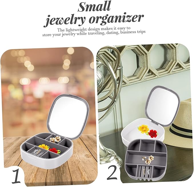 LIFKOME 2pcs Box Jewelry Box Mirror Travel Case for Jewelry Organizer Pu Watch Storage Earrings Holder Makeup Organizer Case