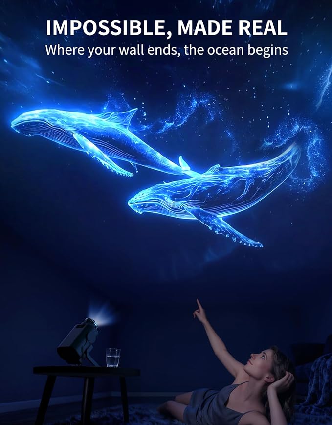 60-in-1 Galaxy Projector, HD Home Planetarium Projector with Built-in Non-Fading Scenes, 3D Star Light Projector for Bedroom, Twinkling Star & Meteor, Bluetooth Speaker & White Noise, Birthday Gifts