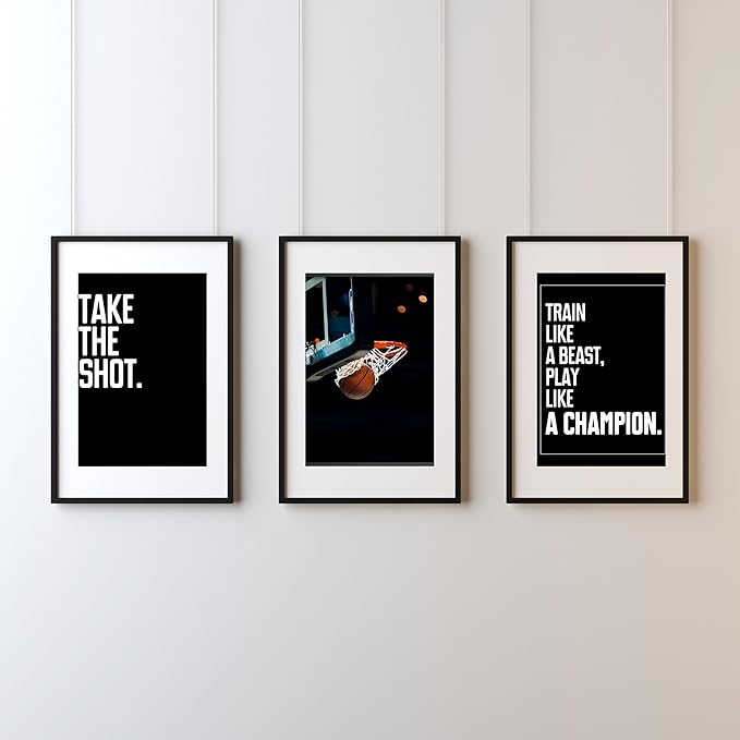 Eastern Print Inspirational Basketball Wall Art Prints, Set Of 6pcs Basketball Sports Posters for Sports Fans Boys, Teen Guys Room, Dorm, Bedroom Wall Decor Gift, Unframed (8X10 inch)
