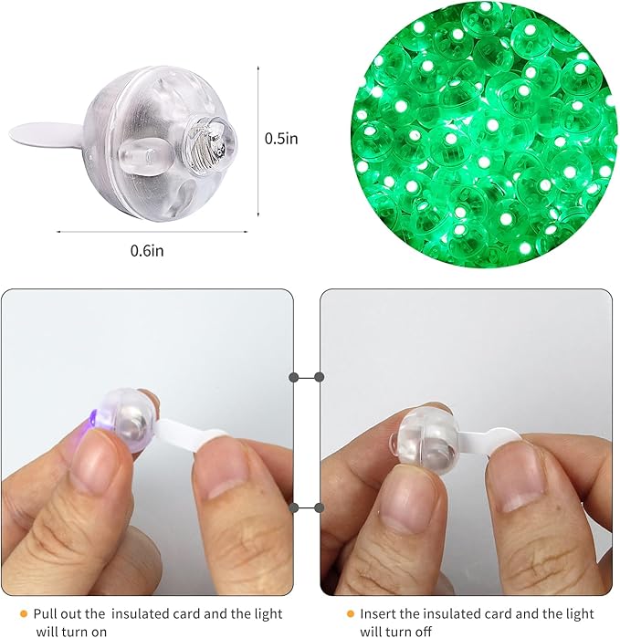 Aogist 100Pcs Green Balloon Lights with Hook,Long Standby Time,Waterproof Mini Light for Birthday Party Wedding Christmas Halloween Easter Decorative (Steady)