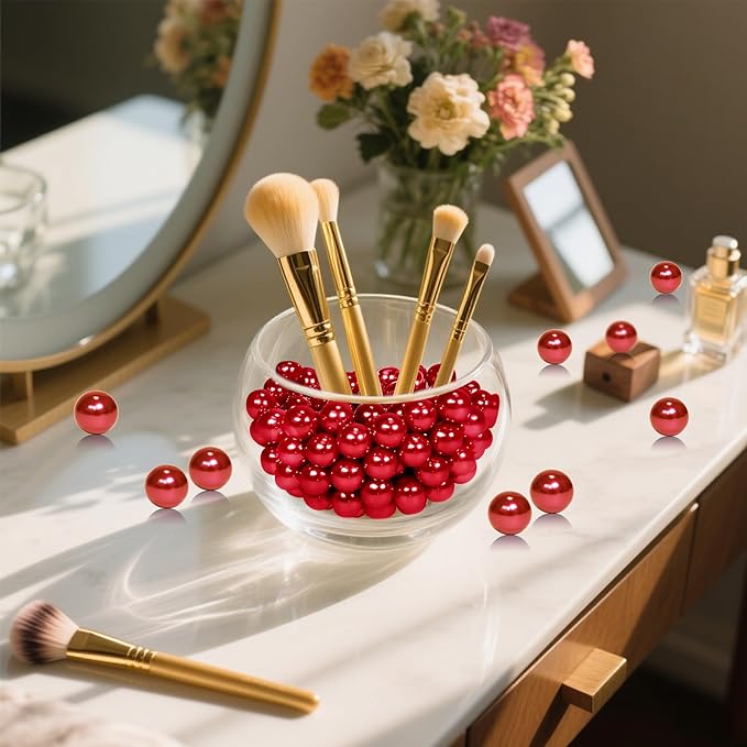 2800Pcs Red Vase Filler Pearl Beads for Crafting 6mm Beads No Holes Decor Suitable for Wedding Decor, Party Decorations, Centerpiece Table Decorations