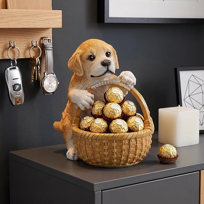 Dog Resin Storage Basket, Desktop Organizer for Remote & Keys, Cute Home Decor Tray, Ideal present for Pet Lovers.(Labrador)