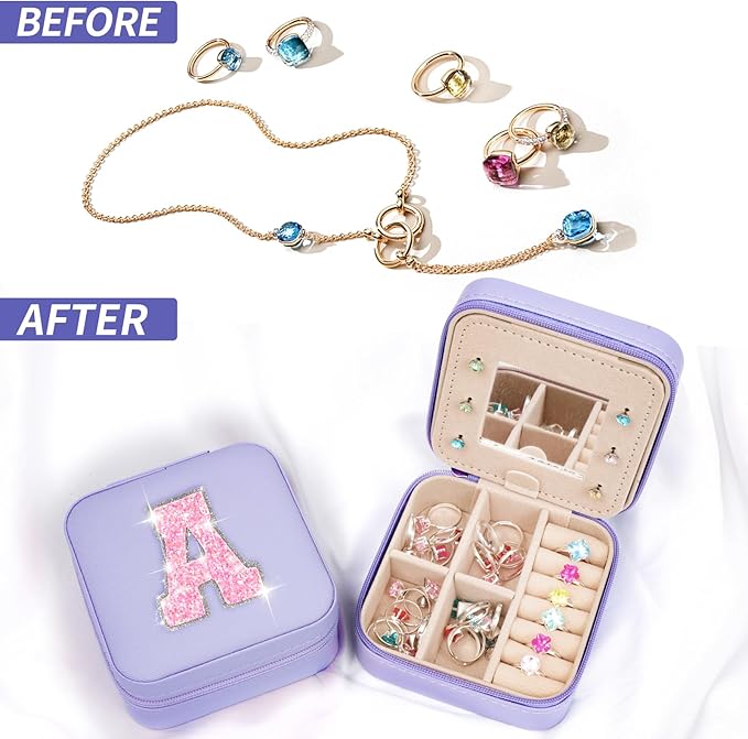 Uygafly Christmas Gifts for Teens Girls - Gifts for Teen Girl Trendy Stuff,Birthday Gifts for 5 6 7 8 9 10 11 12 13 14 15 Year Old Girls,Cute Travel Jewelry Case Small Box | Lavender,A