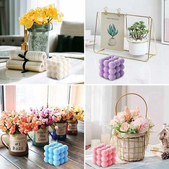 Scented Bubble Cube Candles, Candles for Home Decor Scented, 5.4 oz Soy Wax Aromatherapy Candle, Aesthetic Room Decor Cute Danish Pastel Large Decorative Shaped Candles Gifts - Lavender(Purple)