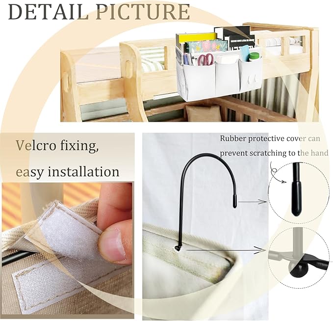 Bedside Caddy, Bedside Hanging Storage Organizer forBunk and Hospital Beds,College Dorm Bed，Can be Placed Glasses Books Mobile Phones (White 1)