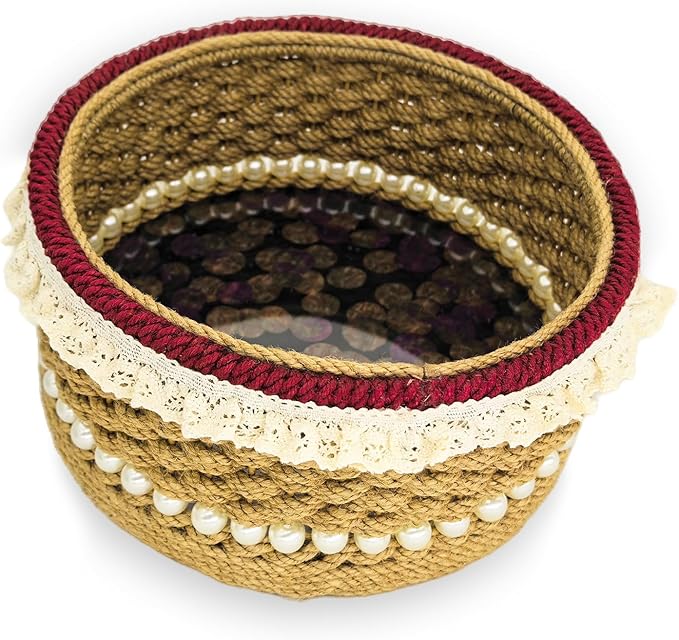 Zenpeace Wicker Small Round Basket, Suitable For Hand-Woven Basket In Bedrooms, Kitchens, Bathrooms and Living Rooms, for Organizing and Decorating Projects, Storage Various Items and Keys