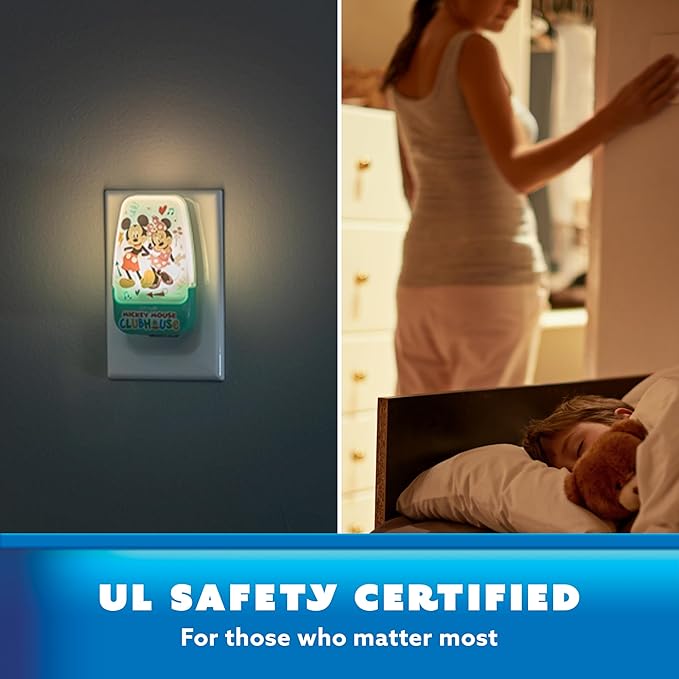 Disney Mickey Mouse Clubhouse LED Night Lights Plug Into Wall NightLight for Kids Room Decor Ambient LightingGirls Boys Bedroom Bathroom Light Nursery 86142