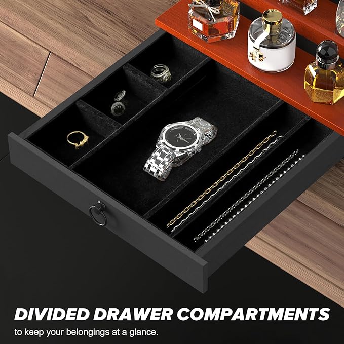 upcessory Cologne Organizer for Men, 4 Tier Perfume Stand, Cologne Shelf with Drawer and Hidden Compartment Perfume Display Holder, A Gift for Men