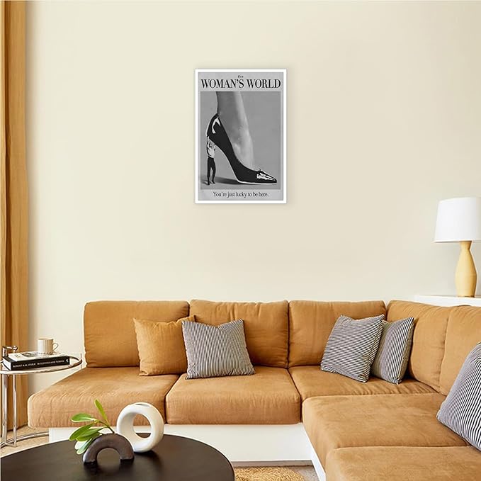 Retro This Is A Woman Is World Poster Feminist Canvas Wall Art Modern Black And White Feminine Hot Girls Room Aesthetic Prints Painting For Home Bedroom Dorm Wall Decor 16x24in Unframed