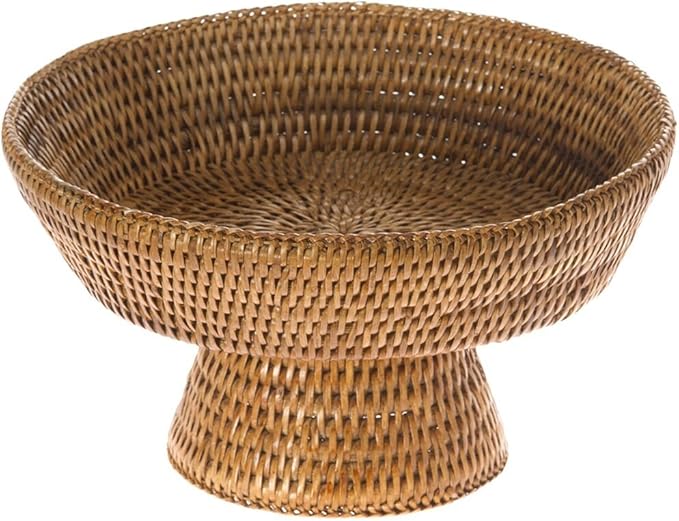 KOUBOO La Jolla Rattan Fruit Bowl, Decorative Kitchen Basket, Wicker Storage Bowl for Fruit, Vegetables, Modern Home Decor, Serving Platter, Small Tray, Honey Brown
