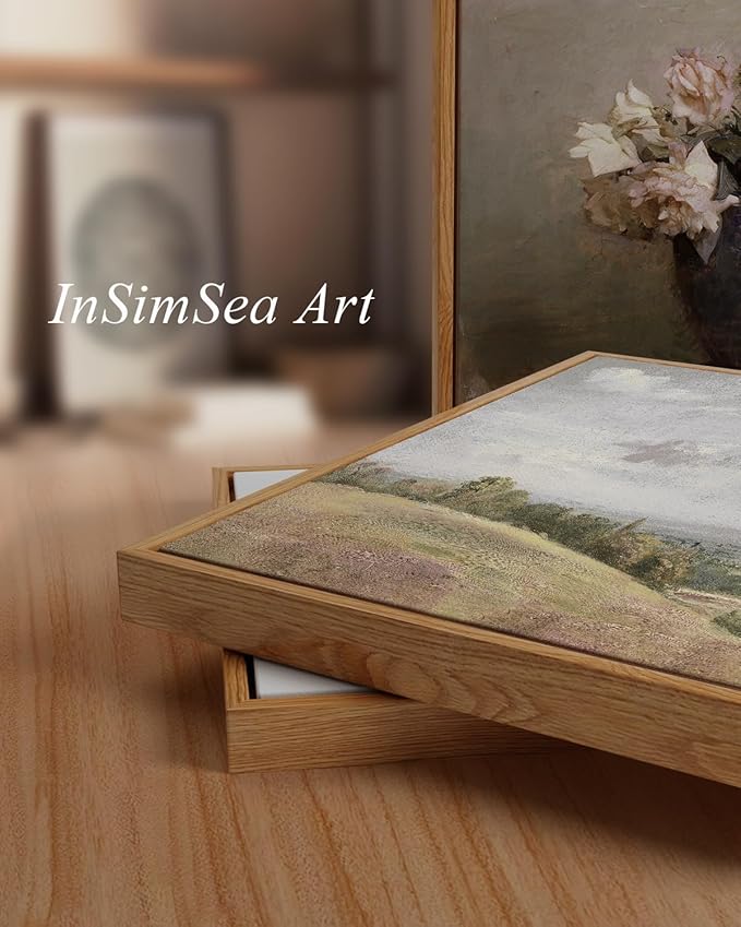 InSimSea Framed Canvas Prints Art Vintage Decor, Bushes Poplars Nature Landscape Paintings, Large Prints, Farmhouse Decor, Classical Wall Decorations for Bedroom Living Room Bathroom, 20"x30"