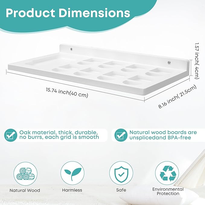 PHOENANCEE Floating Shelves for Little Tikes Story Dream Machine,Wall Shelf for Little Tikes Projector Books Audio Play Character Storage Tray Organizer for Toddlers and Kids Girls Boys,Oak(White)