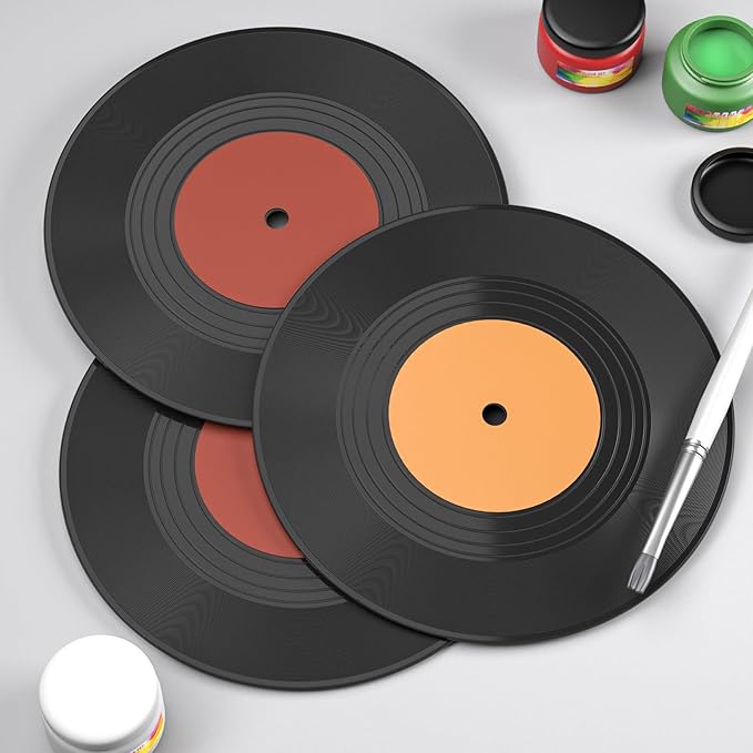 Facmogu 12PCS 7 Inch Fake Blank Vinyl Records, Vintage Vinyl Decorative Records for Wall Art Aesthetic, Plastic Plain Records for Home, Cafe Decor, Fake Blank Records Custom for Wedding, Music Party