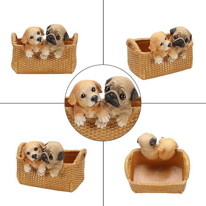 Dog Resin Storage Basket, Desktop Organizer for Remote & Keys, Cute Home Decor Tray, Ideal present for Pet Lovers.(Labrador Retriever & Pug)