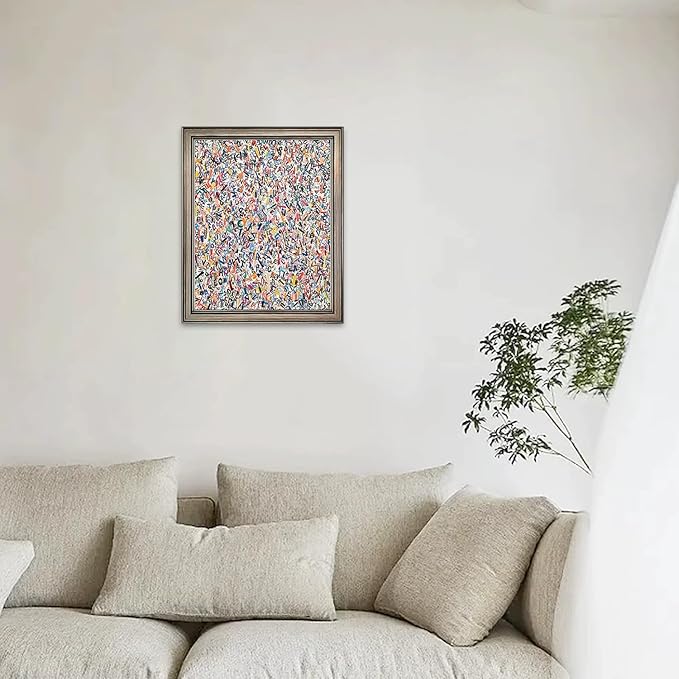 Vintage Framed Colorful Abstract Wall Art Banksy Painting Artwork Graffiti Canvas Print Poster Pictures for Bedroom Living Room Bahtroom Home Office Decor