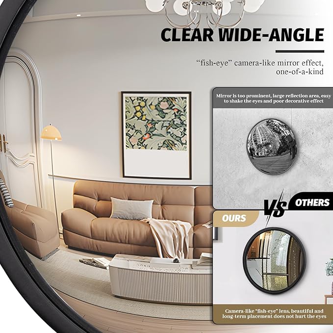 12" Matte Black Round Convex Mirror, Small Circle Wall Mirror with Thick Metal Framed, Round Decorative Wall Mirrors for Bathroom, Vanity