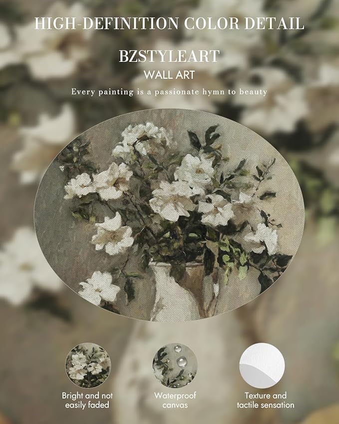 Bzstyleart Vintage Wall Art Decor for Living Room, Gold Framed Canvas Wall Art Prints Anthropologie Home Decor Aesthetic, Lemon Painting Botanical Flower Print, 12 x 16 Inch