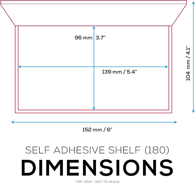 5.4" Adhesive Small Floating Shelf for Speakers, Books, Plants, Cameras, Toys, Decor & More, Screwless Wall Shelves, Easy to Install, By Brainwavz (SHELF180, White)