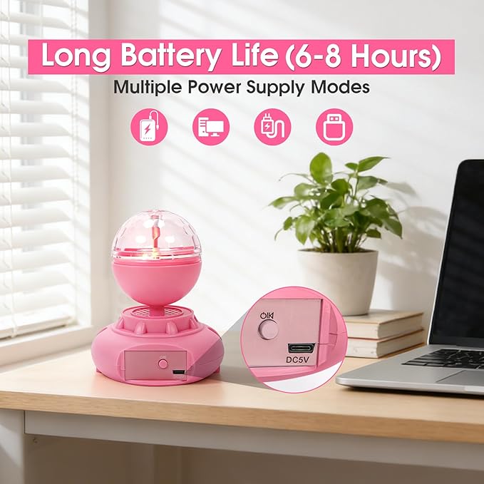 2 Pack Rechargeable Rotatable Star Light Projector, Galaxy Projector, 1200mAh Battery, Suitable Bedroom Decoration, Party, Birthday, Mood Night Light, Room Decor (Pink)