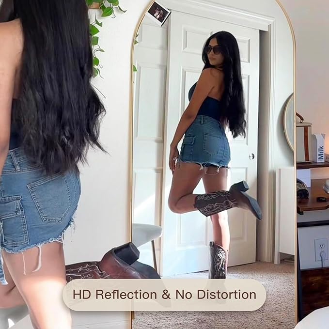 71"x32"Floor Mirror Full Length,Arched Full Length Mirror with Stand,Full Body Mirror,Hanging or Large Leaning for Bedroom Living Room Gold